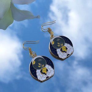 unique gold and blue astronaut/space constellation earrings collection